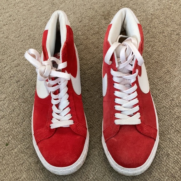 Rare Nike Hightop Blazers Red and White Vintage - Picture 2 of 3